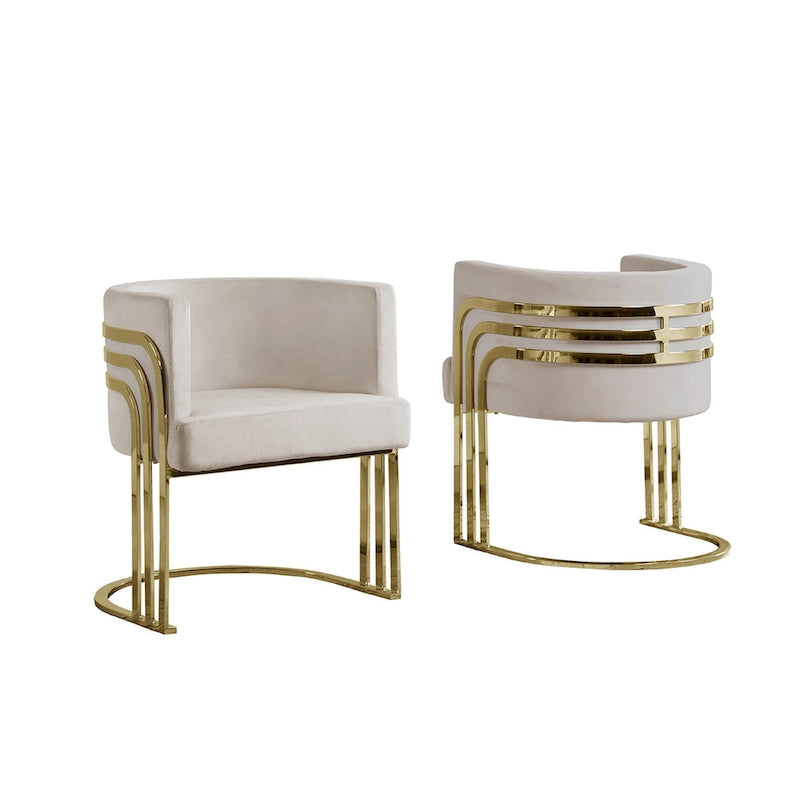 Velvet Barrel Accent Chair with Gold Base – Round Glam Style