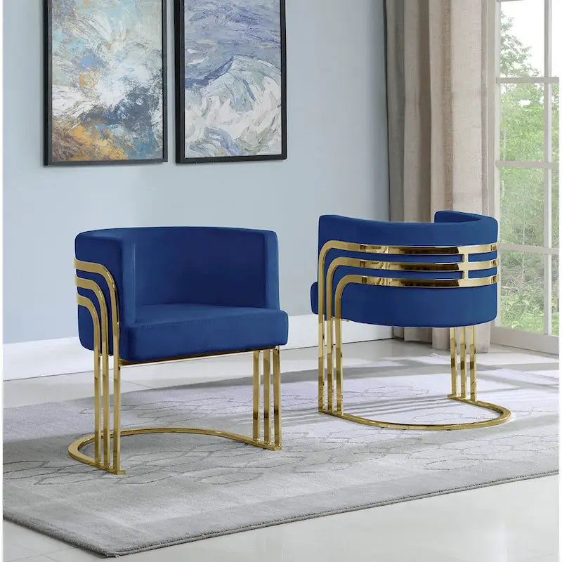Velvet Barrel Accent Chair with Gold Base – Round Glam Style