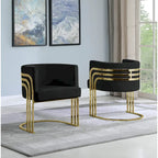 Velvet Barrel Accent Chair with Gold Base – Round Glam Style