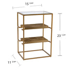 3-Tier Glass Top Accent Side Table with Handcrafted Brass Shelves