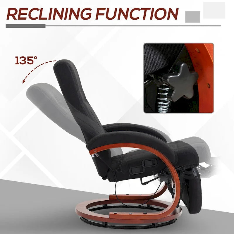 Manual Recliner Chair with 135° Recline, 360° Swivel & Adjustable Footrest