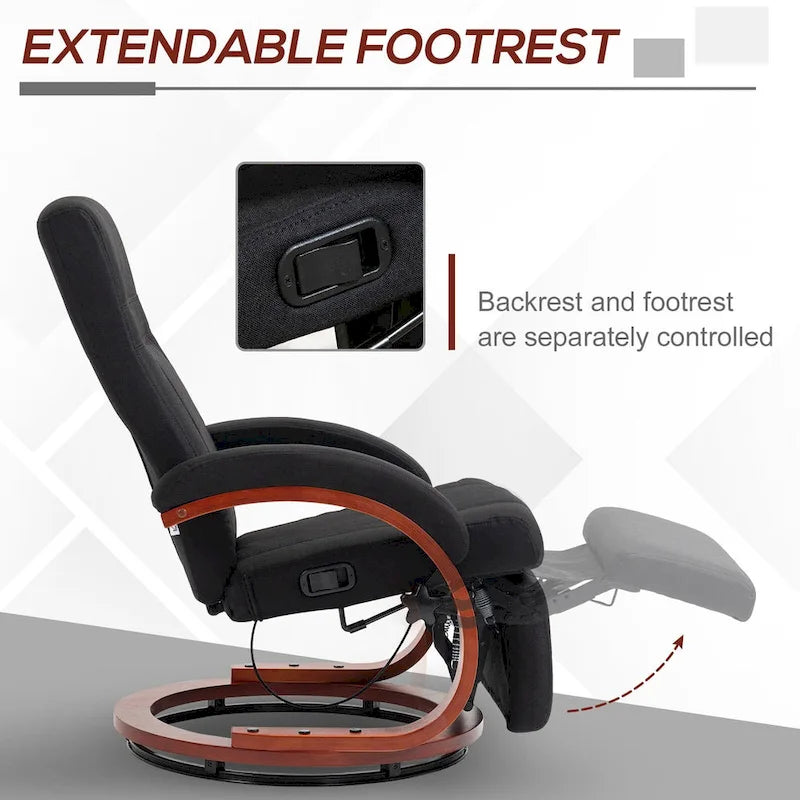 Manual Recliner Chair with 135° Recline, 360° Swivel & Adjustable Footrest