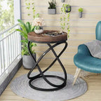 19-Inch Modern Round End Side Table with Metal Farme for Sofa Side Living Room Bedroom