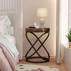 19-Inch Modern Round End Side Table with Metal Farme for Sofa Side Living Room Bedroom