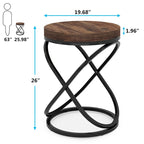 19-Inch Modern Round End Side Table with Metal Farme for Sofa Side Living Room Bedroom