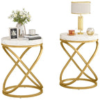 19-Inch Modern Round End Side Table with Metal Farme for Sofa Side Living Room Bedroom