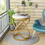 19-Inch Modern Round End Side Table with Metal Farme for Sofa Side Living Room Bedroom