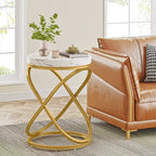 19-Inch Modern Round End Side Table with Metal Farme for Sofa Side Living Room Bedroom