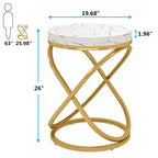 19-Inch Modern Round End Side Table with Metal Farme for Sofa Side Living Room Bedroom
