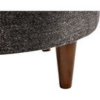 Round Upholstered Ottoman with Patterned Fabric & Espresso Wood Legs - 22" Dia