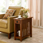 Transitional 1-Drawer End Table with Slatted Sides