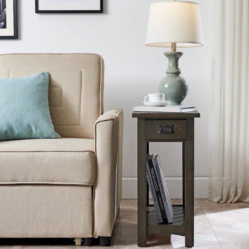Transitional 1-Drawer End Table with Slatted Sides