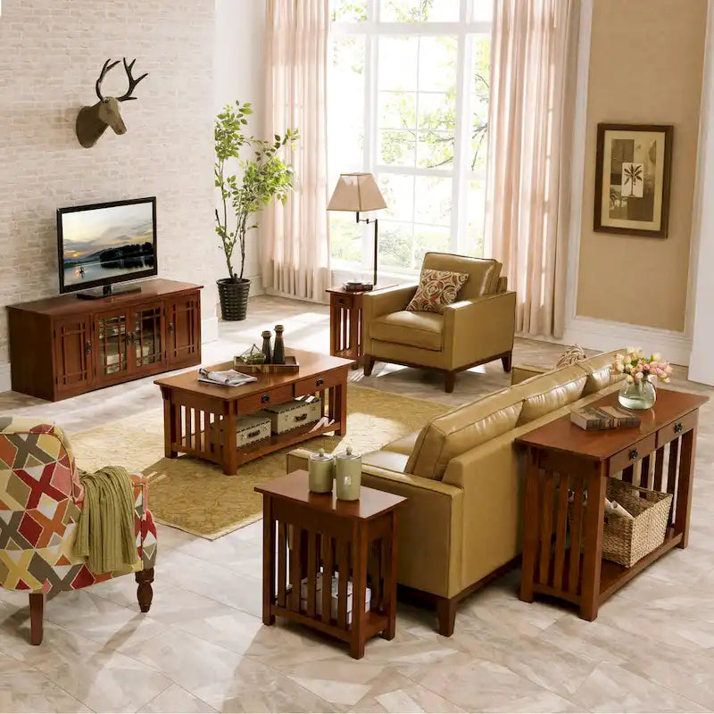 Transitional 1-Drawer End Table with Slatted Sides