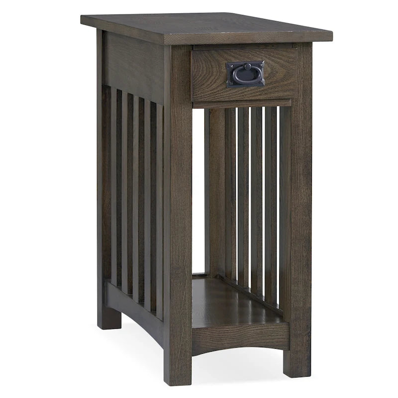 Transitional 1-Drawer End Table with Slatted Sides