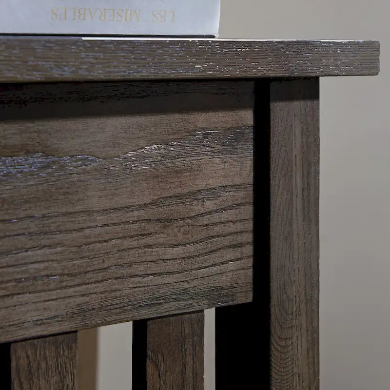 Transitional 1-Drawer End Table with Slatted Sides