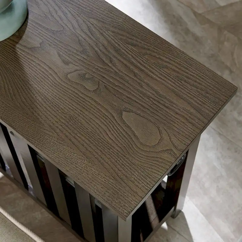 Transitional 1-Drawer End Table with Slatted Sides