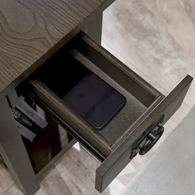 Transitional 1-Drawer End Table with Slatted Sides