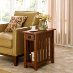 Transitional 1-Drawer End Table with Slatted Sides
