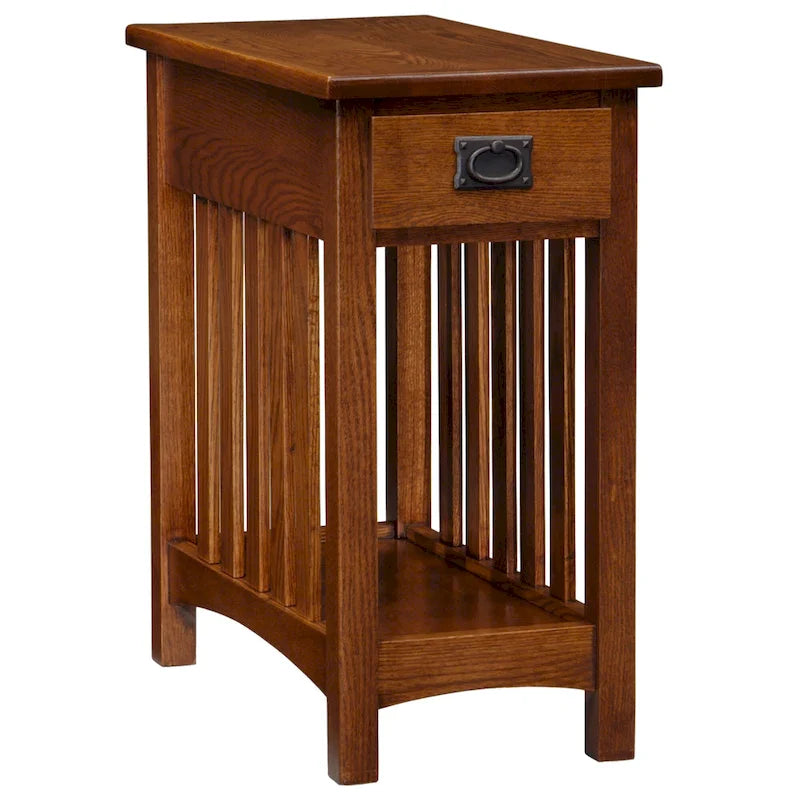 Transitional 1-Drawer End Table with Slatted Sides