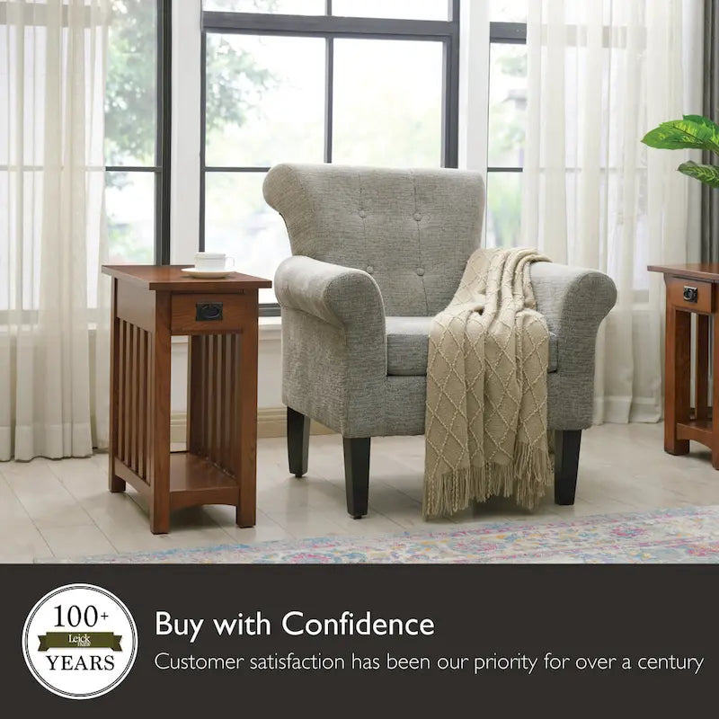 Transitional 1-Drawer End Table with Slatted Sides