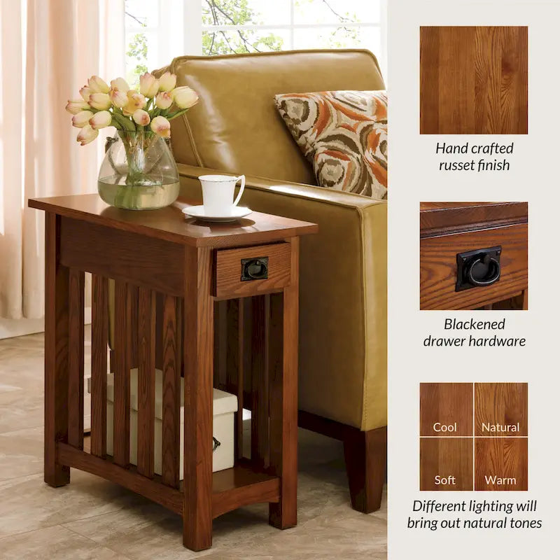 Transitional 1-Drawer End Table with Slatted Sides