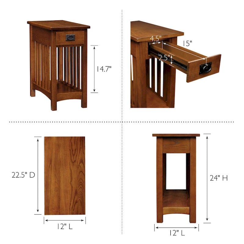 Transitional 1-Drawer End Table with Slatted Sides