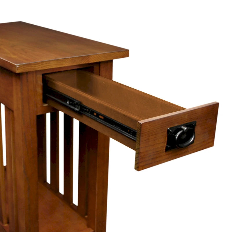 Transitional 1-Drawer End Table with Slatted Sides