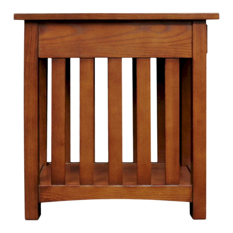 Transitional 1-Drawer End Table with Slatted Sides