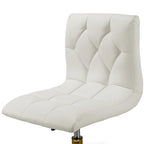 Cream Faux Leather Adjustable Swivel Office Chair with Golden Wheel Base