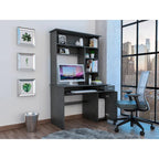 180 Hutch Desk with 5 Shelves, Retractable Keyboard Tray, CPU Panel & Drawer