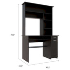 180 Hutch Desk with 5 Shelves, Retractable Keyboard Tray, CPU Panel & Drawer