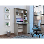 180 Hutch Desk with 5 Shelves, Retractable Keyboard Tray, CPU Panel & Drawer