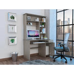 180 Hutch Desk with 5 Shelves, Retractable Keyboard Tray, CPU Panel & Drawer