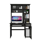 180 Hutch Desk with 5 Shelves, Retractable Keyboard Tray, CPU Panel & Drawer
