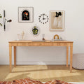 63" Fluted Rubberwood Home Office Writing Desk with Single Drawer - Natural Blonde