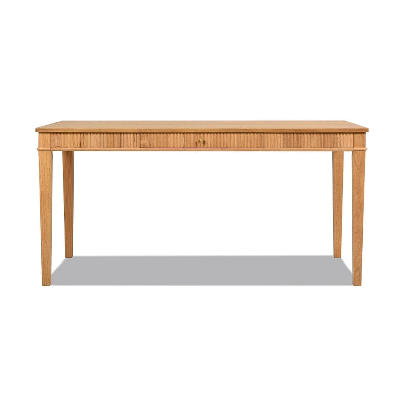 63" Fluted Rubberwood Home Office Writing Desk with Single Drawer - Natural Blonde