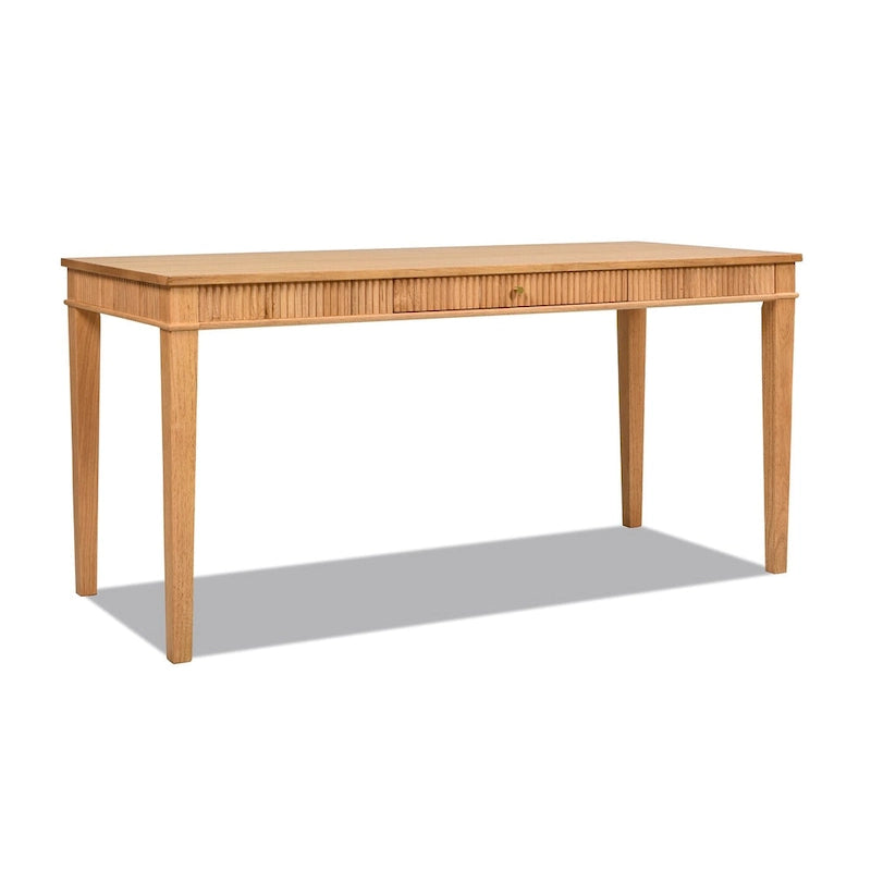 63" Fluted Rubberwood Home Office Writing Desk with Single Drawer - Natural Blonde