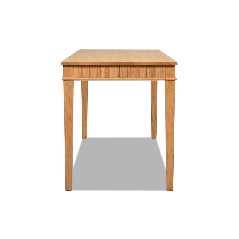 63" Fluted Rubberwood Home Office Writing Desk with Single Drawer - Natural Blonde