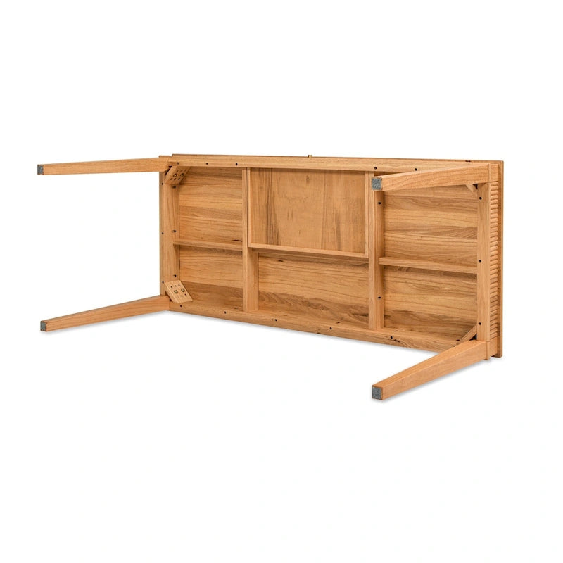 63" Fluted Rubberwood Home Office Writing Desk with Single Drawer - Natural Blonde