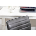 Swivel Mid Back Armless Ribbed Designer Task Chair Faux Leather Soft Upholstery Office Chair Gray