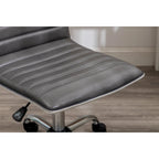 Swivel Mid Back Armless Ribbed Designer Task Chair Faux Leather Soft Upholstery Office Chair Gray