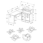 59 Grey L-Shape Computer Desk With 8 Drawers