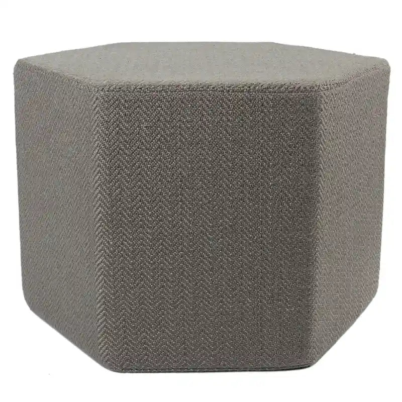 Solid Gray Hexagon Pouf Floor Pillow with Chevron Detailing
