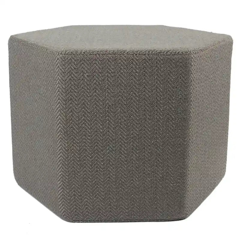Solid Gray Hexagon Pouf Floor Pillow with Chevron Detailing