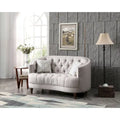 Traditional Tufted Fabric Loveseat with Nailhead Trim & Wood Legs
