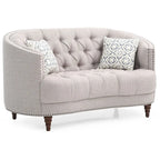 Traditional Tufted Fabric Loveseat with Nailhead Trim & Wood Legs