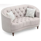 Traditional Tufted Fabric Loveseat with Nailhead Trim & Wood Legs