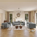 Tufted Velvet Chesterfield Living Room Set – Club Chair, Loveseat & Sofa