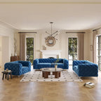 Tufted Velvet Chesterfield Living Room Set – Club Chair, Loveseat & Sofa