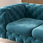 Tufted Velvet Chesterfield Living Room Set – Club Chair, Loveseat & Sofa